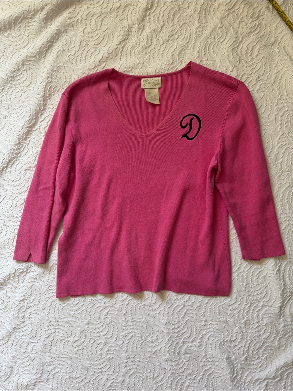 Designer Originals Pink V-Neck Pullover Sweater